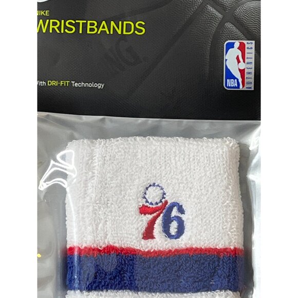 Nike NBA 76ers Dri-Fit Wristbands White Blue Red New - Picture 4 of 9